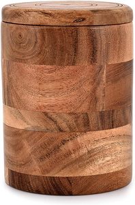 Recipiente Redondo de Madera de Acacia con Tapa de Clip, Diseño Artesanal Ecológico para Galletas, Café, Harina, Azúcar, Arroz - 4.5" X 4.5" X 6" - Product Image 5