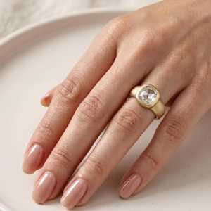 Bague de luxe surprise en or massif 14 carats avec diamant de laboratoire taille coussin 1,20 carat serti clos, bijoux fins pour homme et femme, cadeau pour mariage - Product Image 2