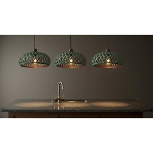 Boho Style Metal <b>Pendant</b> <b>Light</b> Circular <b>Cage</b> Design Green Patina Finish Ceiling Fixture Lighting Decorations - Product Image 2