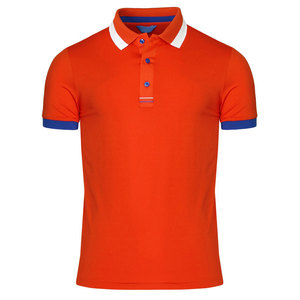 Polo à manches courtes bleu uni pour homme, tissu tissé, style décontracté, color-block - Product Image 3