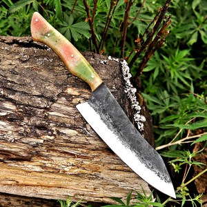 Couteau de chef de cuisine artisanal moderne en acier inoxydable de 8 pouces, haute dureté, écologique, ambidextre, finition brossée, tranchant comme une lame de rasoir - Product Image 3