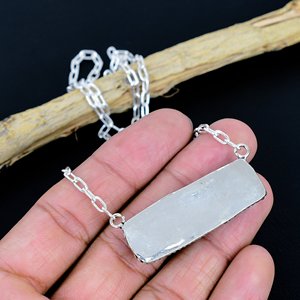 Collier barre artisanal de créateur en argent sterling 925 plaqué, avec pierre précieuse turquoise Megnasite - Product Image 3