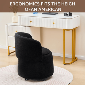Black Velvet <b>Round</b> Storage Ottoman Footrest with Wheels Teddy Vanity <b>Stool</b> & Ottoman Product Category - Product Image 3