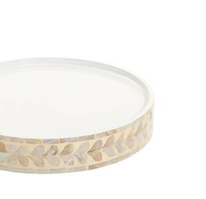 Soporte para tartas de nácar más vendido, juego de platos bajos de madera con diseño de concha natural y base blanca para eventos - Product Image 4