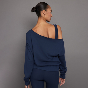 Women Stylish <b>Off</b> <b>Shoulder</b> Sweat Shirt Cozy <b>Long</b> <b>Sleeve</b> Pullover Cotton Blend Casual Loose Winter Fashion <b>Top</b> Private Label - Product Image 5