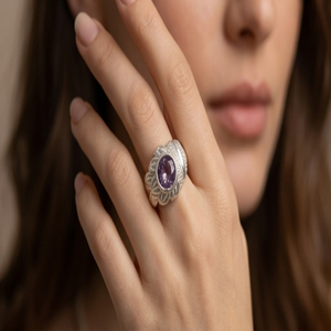 DIVYORO Bague couronne en argent pour femme avec améthyste tendance - Product Image 4