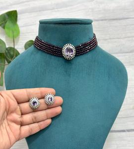 Elegante Juego de Gargantilla y Aretes de Alta Calidad, Plateado en Plata, con Circonitas Cúbicas y Perlas de Imitación, para Regalo de Boda, para Mujer - Product Image 2