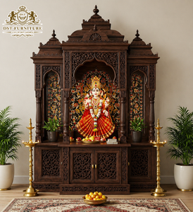 Big Size Premium Hand Carved Teak <b>Mandir</b> Unit DST Exports Traditional/Modern Style Lightweight Durable Home Furniture Brown UK - Product Image 3