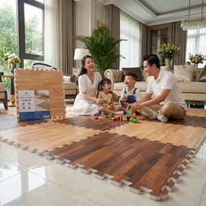 Alfombra de espuma EVA con diseño de madera de 60x60cm x 10mm – Suelo suave entrelazado para sala de estar y uso doméstico - Product Image 1