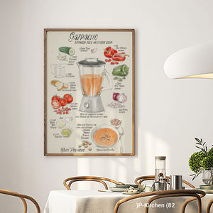 Décoration murale de Noël, affiche illustrée de recettes de cuisine vintage, impression sur toile décorative murale de cuisine rétro - Product Image 3