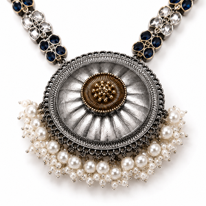 Wholesale Vintage Royal <b>Disc</b> Pendant Set Alloy Antique Gold Silver Plated Bohemian Floral Design Crystal Rhinestone Women's - Product Image 2