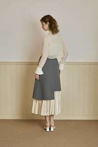 กระโปรงผู้หญิงขายส่ง KV35 วินเทจ โมเดิร์น / อาร์ตแวร์ / หรูหรา เอวสูง สีพื้น ใส่ได้ทุกฤดู DAISY - กระโปรงผ้าออร์แกนซ่าเมทัลลิก - Product Image 3