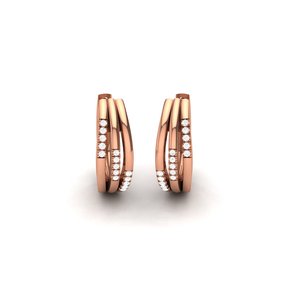 Boucles d'oreilles créoles en argent sterling 925 plaqué or rose, micro-incrustation de zircon, triple couche, bijoux géométriques, cadeau pour femmes et enfants - Product Image 1