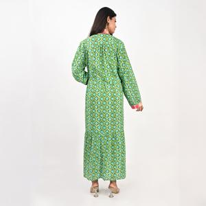 Elegant Printed <b>Long</b> <b>Kaftan</b> Dress Full Sleeves Collar Neckline Button Front Comfortable Cotton Fabric Casual Daily Wear - Product Image 4
