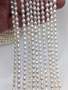 Perles de culture d'eau douce naturelles en forme de larme blanches AAA, 4-4,5 mm, en vrac pour la fabrication de bijoux - Product Image 2