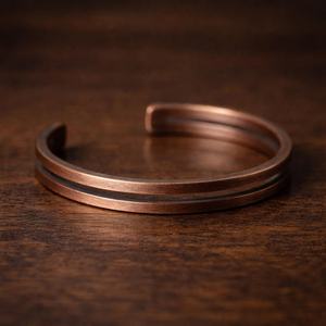 <b>Copper</b> Dual Groove Open Cuff Bracelet Minimalist Artisan Wrist <b>Bangle</b> Handmade Adjustable Unisex Fashion Statement Jewelry - Product Image 6