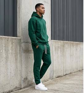 Conjunto de Sudadera con Capucha y Pantalones Deportivos para Hombre, Color Sólido, Estilo Casual, Manga Larga, Diseño con Cordón y Bolsillos, Ropa de Otoño - Product Image 2