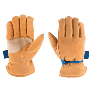 Gants en cuir beige à doigts complets, compatibles écran tactile, pour la conduite hivernale, avec paume en cuir pleine fleur et revers souple, pour femme, usage extérieur - Product Image 1