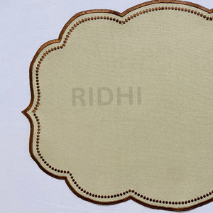 Wholesale Stone Brown Linen Scalloped Embroidered <b>Placemat</b> Reusable Fabric <b>Placemats</b> Bulk Supply for Wedding, Restaurant, Hotel - Product Image 5