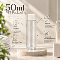 Bouteille ménagère transparente en PET de 50 ml |   Conteneur en plastique vide avec bouchon à vis pour le stockage de produits de soin personnel, lotion, shampoing, nettoyant, usage quotidien
