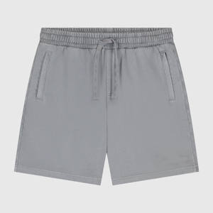 Shorts en coton épais délavé à l'acide pour homme, motif uni, décontracté, avec empiècements en maille - Product Image 5