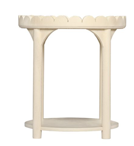 Scalloped Coffee <b>Table</b> <b>Round</b> <b>Side</b> <b>Table</b> Two Tier Accent <b>Table</b> Modern Living Room Furniture - Product Image 2