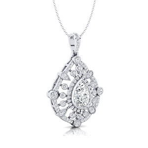 Pendentif solitaire en or massif 14K 18K avec diamant de laboratoire taille poire de 2 carats et halo de diamants d'appoint, certifié IGI, bijoux fins pour femmes - Product Image 4