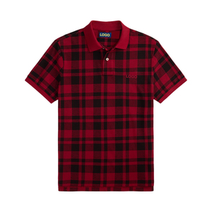 Hot Sale Men's <b>Classic</b> Fit Plaid Knitted Mesh for Shirt Custom Logo Embroidery Breathable Short Sleeve Casual for Top - Product Image 4