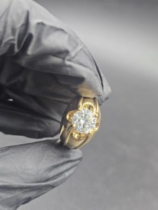 Men’s Moissanite <b>Solitaire</b> <b>Ring</b> in 925 <b>Silver</b>, 14K Yellow Gold Plated Hip Hop Statement <b>Ring</b>, Luxury Fashion Jewelry for Men - Product Image 3