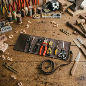 Wholesale price Genuine leather <b>tool</b> <b>roll</b> organizer bags wholesale bulk supplier OEM custom branding premium quality for sale - Product Image 3