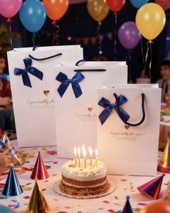 Cá Nhân in ấn cho cửa hàng sang trọng Đồ trang sức quà tặng bao bì giấy kraft Túi mua sắm với Ribbon Tie Bow màn hình - Product Image 6