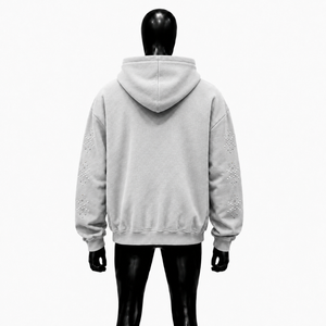 Sudadera con Capucha Gris Premium para Hombre, con Cierre de Cremallera, Diseño de Puntos de Diamantes de Imitación, Corte Regular, Chaqueta Casual de Forro Polar para Otoño - Product Image 2