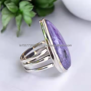 Vente chaude Purpurite 925 Sterling Silver Antique Ring Handmade Bohemian Gemstone Bezel Setting Wedding Anniversary Ring for Men - Product Image 2