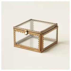 Designer Collection Metal & Glass Jewelry <b>Box</b> Premium <b>Trinket</b> Organizer for Rings Earrings Necklace Bracelet Gift - Product Image 2