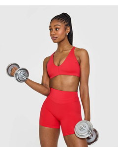 Shorts Deportivos Rojos Personalizados Muscle Mommy para Mujer, Cintura Alta, Compresivos, Transpirables - Product Image 6