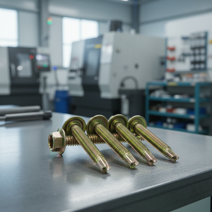 Vis PDC Tek à tête hexagonale autoperceuse en acier au carbone classe 8, galvanisée au zinc et au phosphate, filetage standard, durable, en pouces - Product Image 1