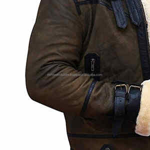 Chaqueta de Motociclista de Cuero con Forro de Borrego para Hombre, Talla Adulto, Nueva Moda, Color y Logotipo Personalizados para Invierno - Product Image 3