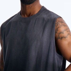 Streetwear Washed Tank <b>Top</b> <b>Men</b> Loose Fit Design <b>Cropped</b> Boxy Fit Jersey Round Neck Fashion Casual Wear 100% Cotton Tank <b>Top</b> - Product Image 6