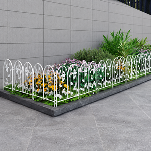 Clôture décorative en métal blanc pour jardin avec motif floral en arche, bordure de parterre de fleurs extérieur, panneau de protection de pelouse - Product Image 5