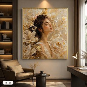 Décoration murale intérieure en tissu de soie floral de luxe, impression acrylique faite à la main, modèle F6-E1, marque HALO, fabrication directe d'usine au Vietnam - Product Image 5