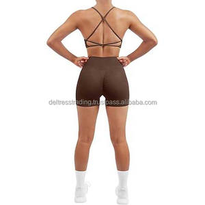 Logo personnalisé pour femmes deux pièces Fitness entraînement Yoga ensemble taille haute short maigre avec fermeture élastique soutien-gorge assorti - Product Image 5