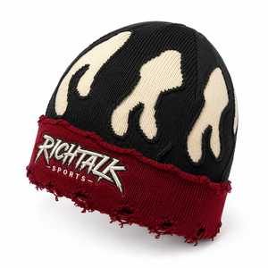 Bonnet tendance en tricot à motif géométrique, pour l'hiver, le cyclisme en plein air, respirant, imperméable, unisexe, adulte, 100% coton, taille standard - Product Image 3