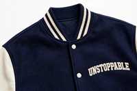 Veste de baseball varsity avec manches en cuir PU, fermeture éclair, logo brodé sur le devant, respirante, pour l'automne