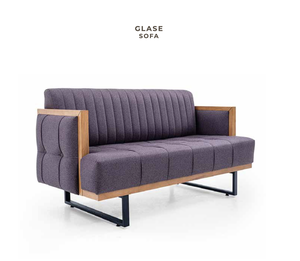 Sofá Moderno Tapizado de Dos Plazas, Loveseat de Tela Morada con Brazos Acolchados de Espuma y Patas de Metal para Sala de Estar - Product Image 1