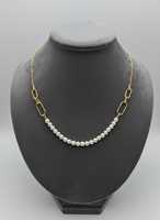 Collar de Perlas de Oro de 18 Quilates con Eslabón Alargado de Oro