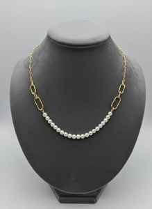 Collar de Perlas de Oro de 18 Quilates con Cadena de Eslabones Alargados y Colgante de Perla de Agua Dulce - Product Image 4