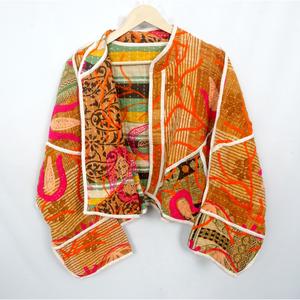 Handmade Unisex Indian 100% Cotton <b>Kantha</b> <b>Jacket</b> Quilted Patchwork Design Windproof Style - Product Image 5