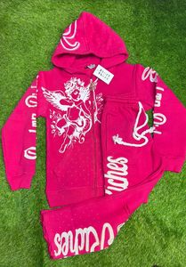 Most Demanding Cotton Distressed Embroidery Ripped Tracksuit Custom Zipper <b>Puller</b> Screen Print Logo Men Tracksuit - Product Image 1
