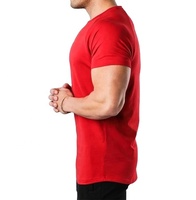 Erkekler için kırmızı T Shirt spor eğitimi egzersiz kısa kollu Tee gömlek nefes % 94% pamuk % 6% elastan kısa kollu T Shirt Mens