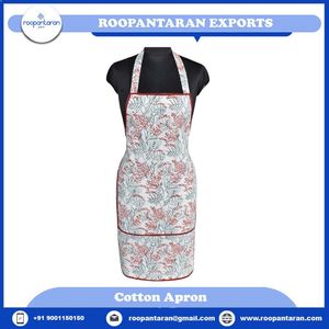 Delantal con Estampado Floral y Ribete Rojo, Delantal de Cocina de Algodón Lavable a Máquina, Estilo Clásico para Uso Diario, 1-4 Bolsillos, al por Mayor - Product Image 4